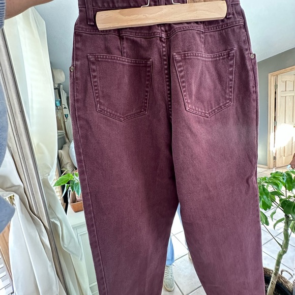 Vintage Eddie Bauer High-Waisted Barrel Jeans.Deep Plum / Burgundy (100% Cotton) - Picture 6 of 6